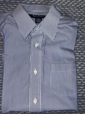 Brooks Brothers Navy and White Stripe Dress Shirt